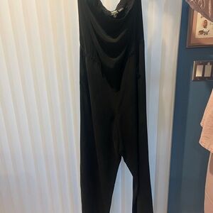 Elegant Strapless Black Silk Jumpsuit With Belt by Worth